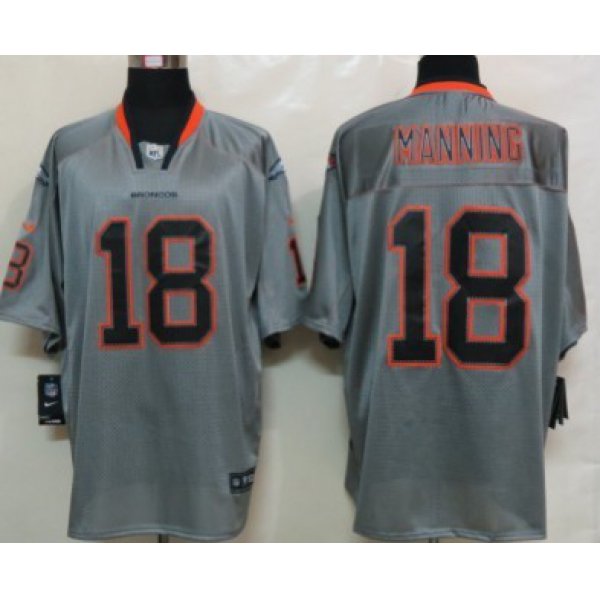 Nike Denver Broncos #18 Peyton Manning Lights Out Gray Elite Jersey