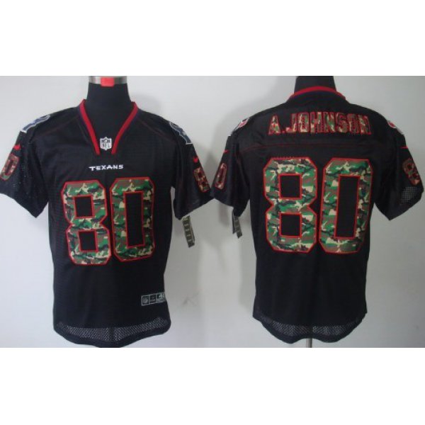 Nike Houston Texans #80 Andre Johnson Black With Camo Elite Jersey