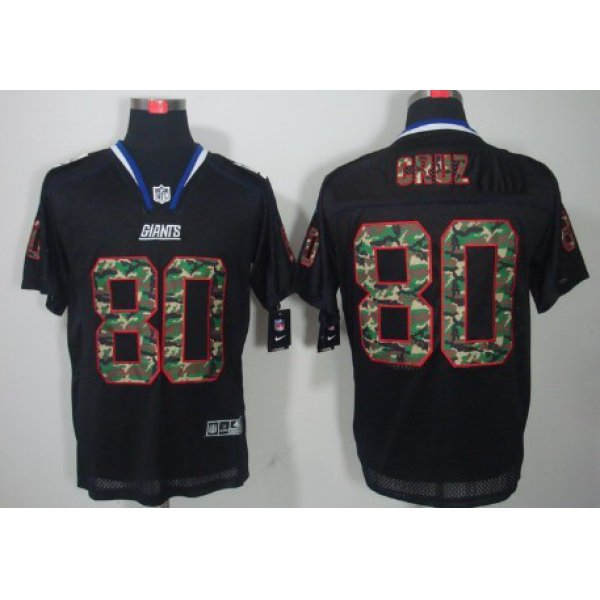 Nike New York Giants #80 Victor Cruz Black With Camo Elite Jersey