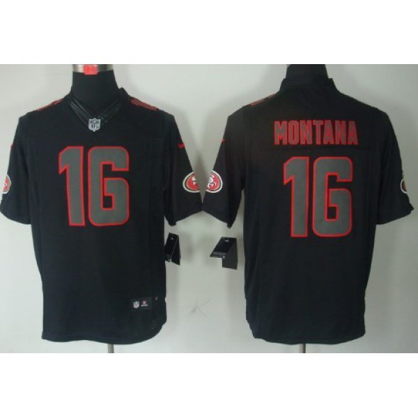 Nike San Francisco 49ers #16 Joe Montana Black Impact Limited Jersey