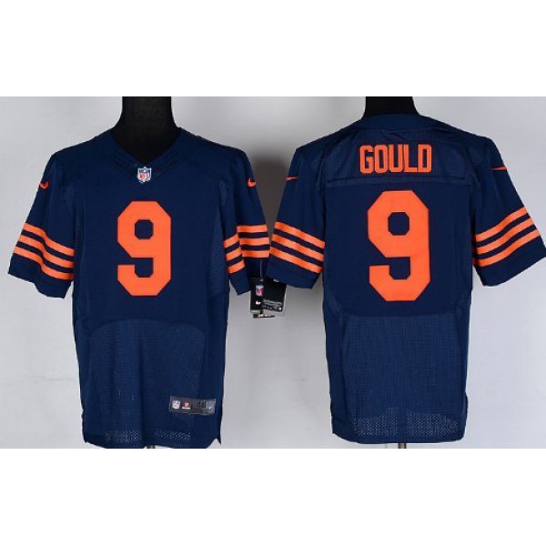 Nike Chicago Bears #9 Robbie Gould Blue With Orange Elite Jersey