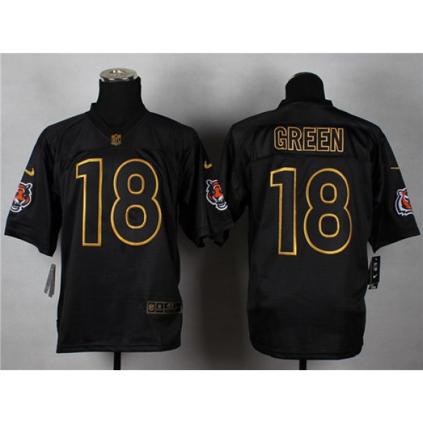 Nike Cincinnati Bengals #18 A.J. Green 2014 All Black/Gold Elite Jersey