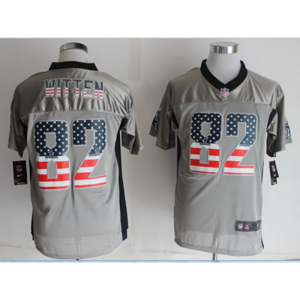 Nike Dallas Cowboys #82 Jason Witten 2014 USA Flag Fashion Gray Elite Jersey