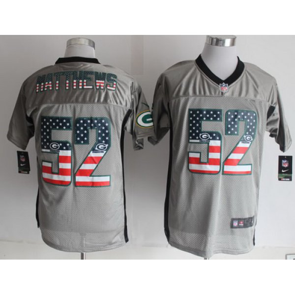 Nike Green Bay Packers #52 Clay Matthews 2014 USA Flag Fashion Gray Elite Jersey