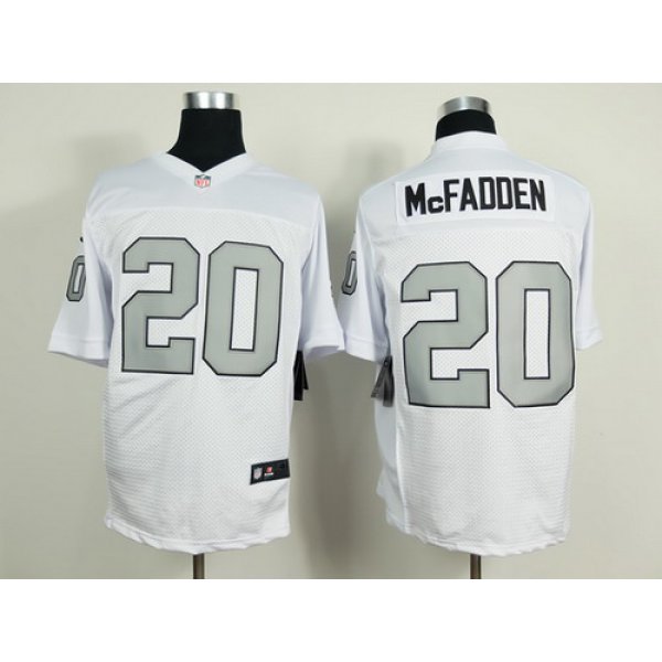 Nike Oakland Raiders #20 Darren McFadden White With Silvery Elite Jersey