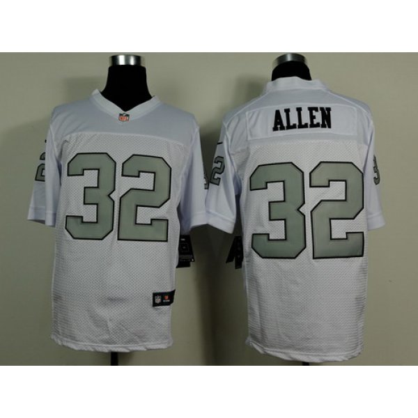 Nike Oakland Raiders #32 Marcus Allen White With Silvery Elite Jersey
