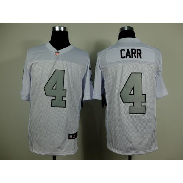 Nike Oakland Raiders #4 Derek Carr White With Silvery Elite Jersey