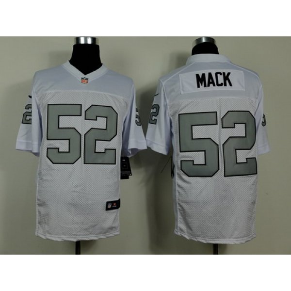 Nike Oakland Raiders #52 Khalil Mack White With Silvery Elite Jersey