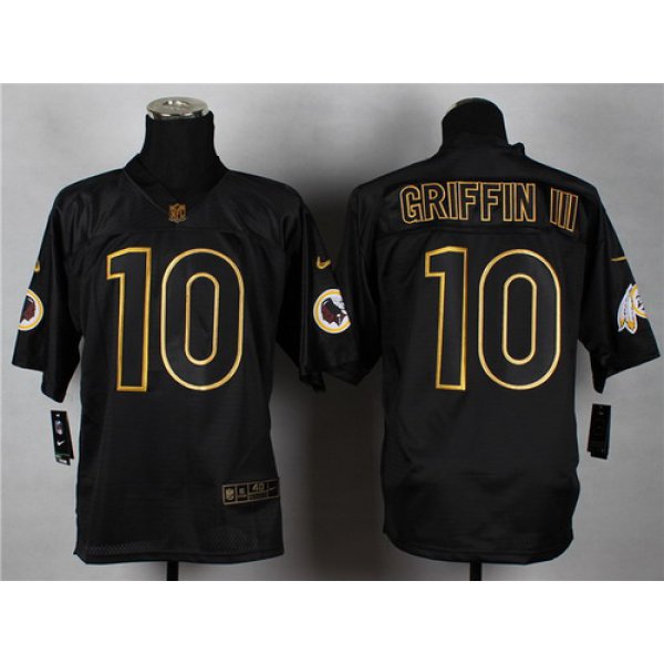 Nike Washington Redskins #10 Robert Griffin III 2014 All Black/Gold Elite Jersey