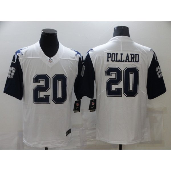 Men's Dallas Cowboys #20 Tony Pollard 2021 White Thanksgiving Limited Stitched Jersey