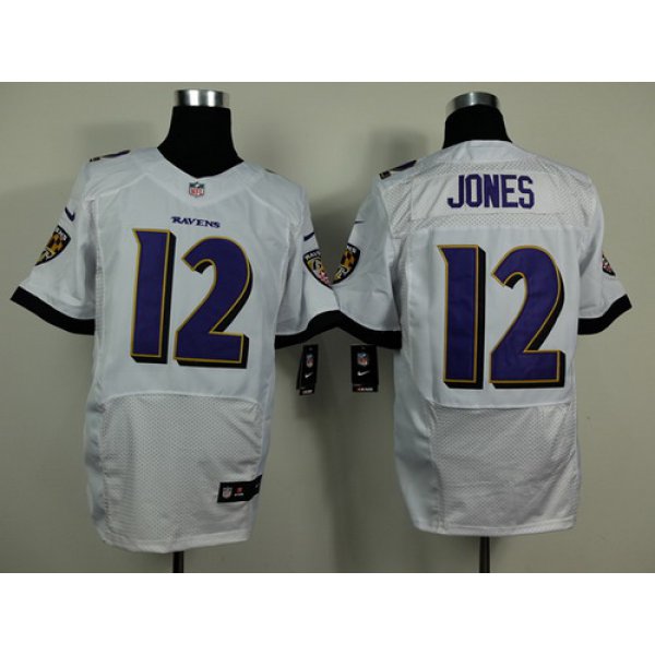 Nike Baltimore Ravens #12 Jacoby Jones 2013 White Elite Jersey