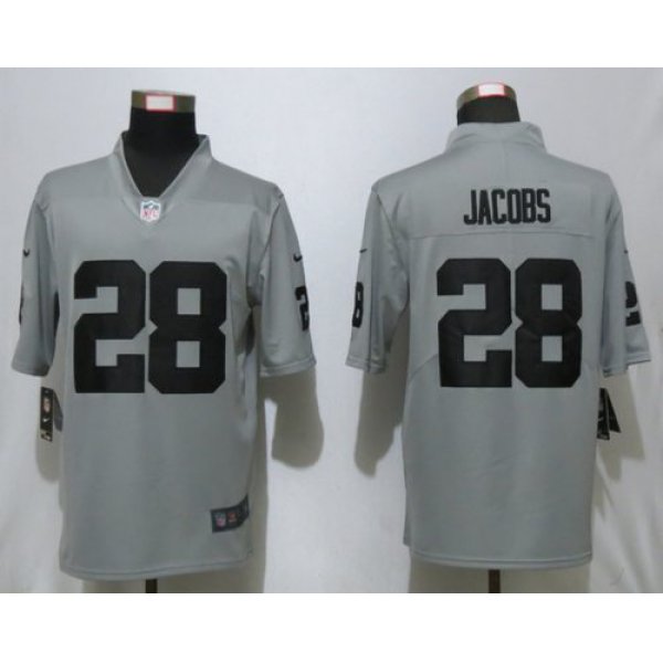 Nike Raiders 28 Josh Jacobs Gray Inverted Legend Limited Jersey