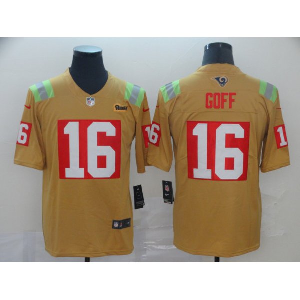 Nike Rams 16 Jared Goff Gold City Edition Vapor Untouchable Limited Jersey