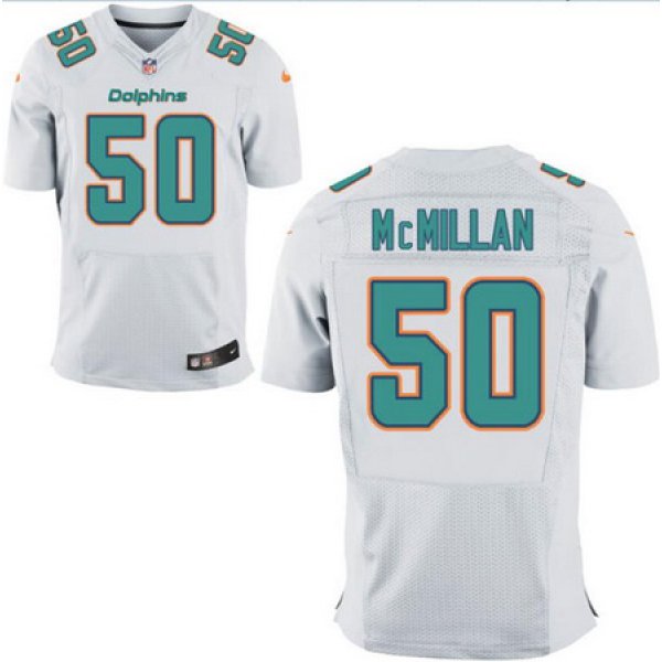 Men's 2017 NFL Draft Miami Dolphins #50 Raekwon McMillan White Road Stitched NFL Nike Elite Jersey