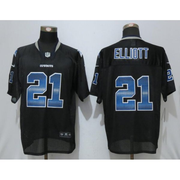 Men's Dallas Cowboys #21 Ezekiel Elliott Black Strobe Stitched NFL Nike Fashion Jersey