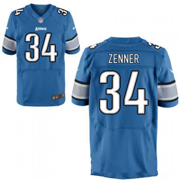 Men's Detroit Lions #34 Zach Zenner Light Blue Team Color Stitched NFL Nike Elite Jersey