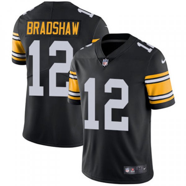 Nike Pittsburgh Steelers #12 Terry Bradshaw Black Alternate Men's Stitched NFL Vapor Untouchable Limited Jersey