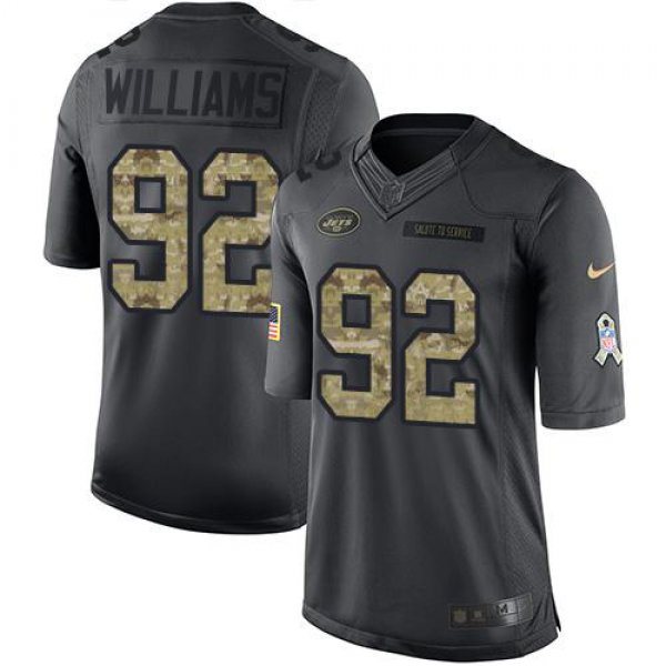 Men's New York Jets #92 Leonard Williams Black Anthracite 2016 Salute To Service Stitched NFL Nike Limited Jersey