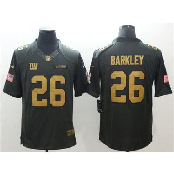 Nike New York Giants #26 Saquon Barkley Gold Anthracite Salute To Service Limited Jersey