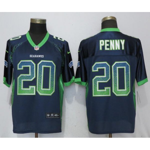 Nike Seattle Seahawks #20 Rashaad Penny Navy Drift Fashion Elite Jersey