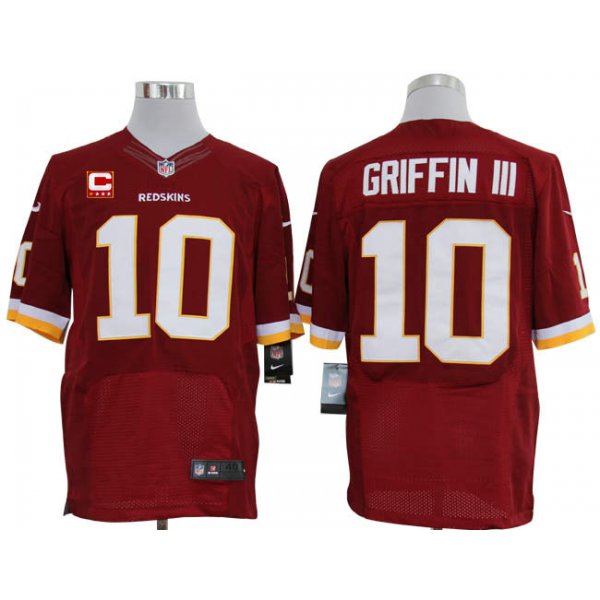 Size 60 4XL-2012 Robert Griffin III Washington Redskins #10 Red Stitched Nike Elite NFL Jerseys C Patch
