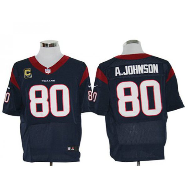 Size 60 4XL-Andre Johnson Houston Texans #80 C Patch Navy Blue Stitched Nike Elite NFL Jerseys