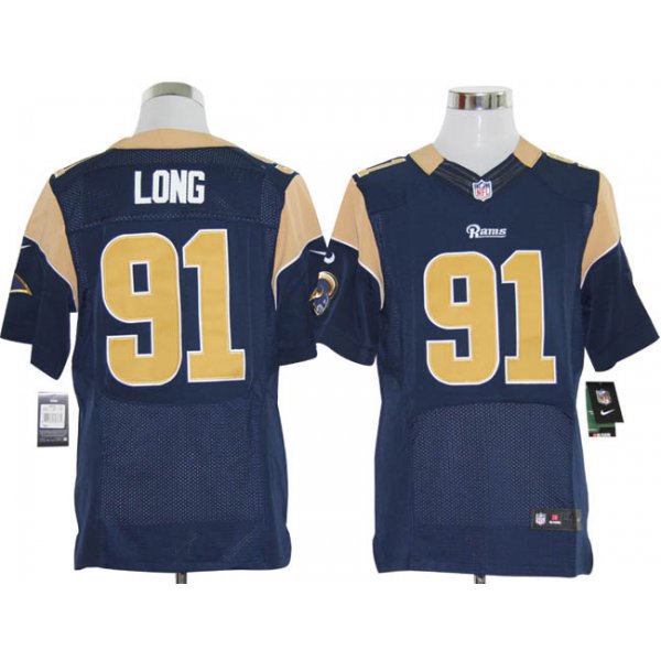 Size 60 4XL-Chris Long St. Louis Rams #91 Blue Stitched Nike Elite NFL Jerseys