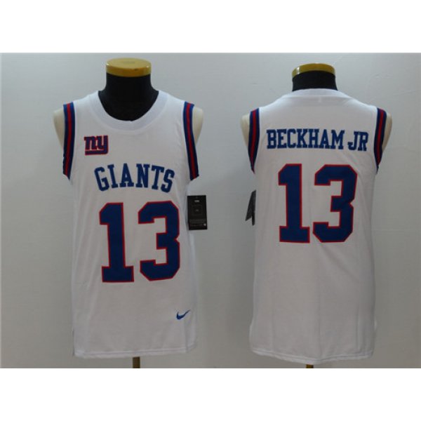 Men's New York Giants #13 Odell Beckham Jr White Color Rush 2017 Vest Stitched NFL Nike Tank Top Jersey