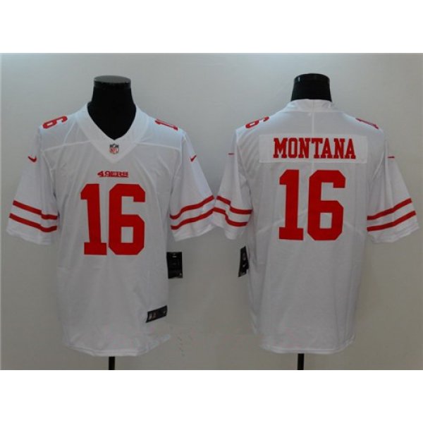 Men's San Francisco 49ers #16 Joe Montana White 2017 Vapor Untouchable Stitched NFL Nike Limited Jersey