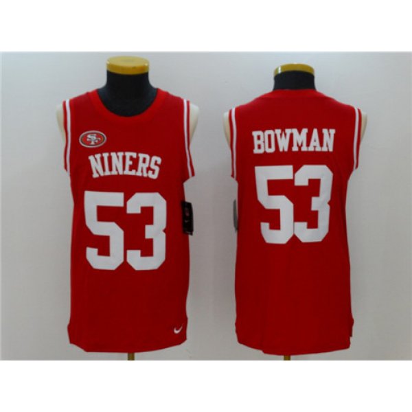 Men's San Francisco 49ers #53 NaVorro Bowman Red Color Rush 2017 Vest Stitched NFL Nike Tank Top Jersey