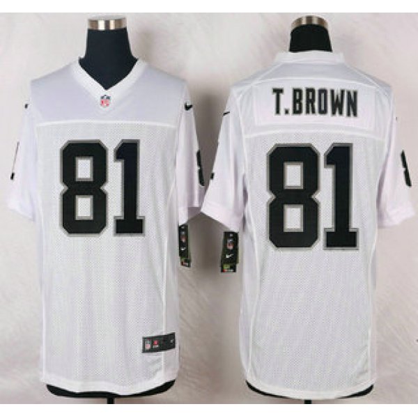 Oakland Raiders #81 Tim Brown Nike White Elite Jersey