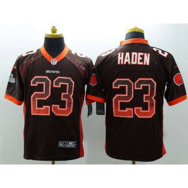 Men's Cleveland Browns #23 Joe Haden Nike Drift Fashion Brown Elite Jersey