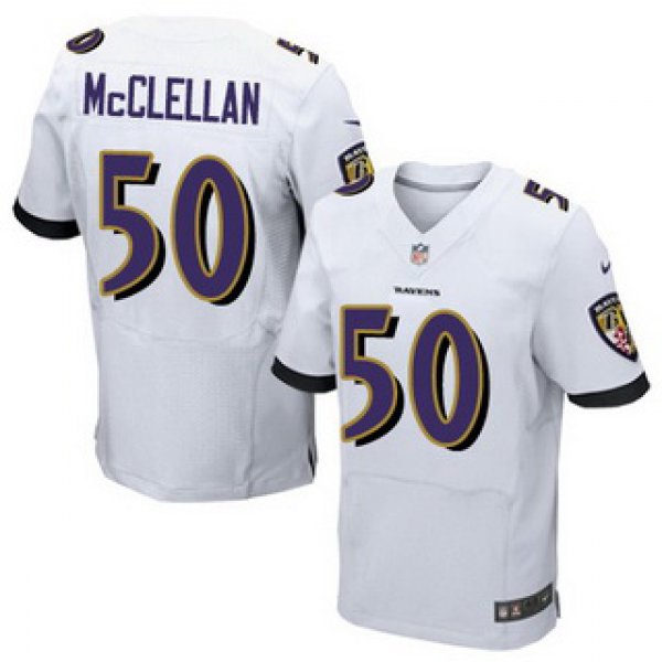 Men's Baltimore Ravens #50 Albert McClellan White Road NFL Nike Elite Jersey