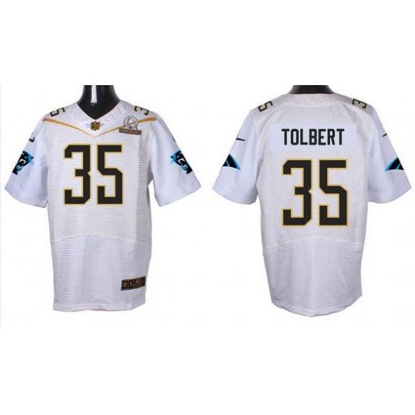 Men's Carolina Panthers #35 Mike Tolbert White 2016 Pro Bowl Nike Elite Jersey