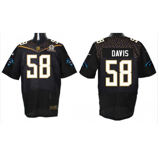 Men's Carolina Panthers #58 Thomas Davis Sr Black 2016 Pro Bowl Nike Elite Jersey