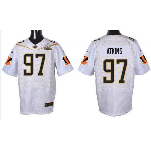 Men's Cincinnati Bengals #97 Geno Atkins White 2016 Pro Bowl Nike Elite Jersey
