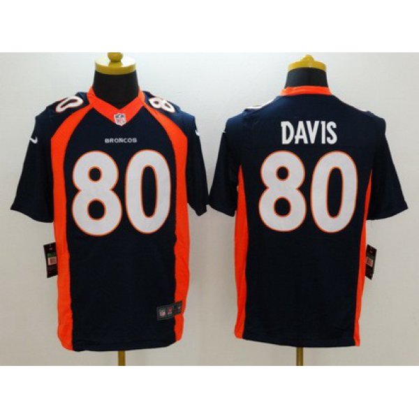 Men's Denver Broncos #80 Vernon Davis Navy Blue Alternate NFL Nike Limited Jersey