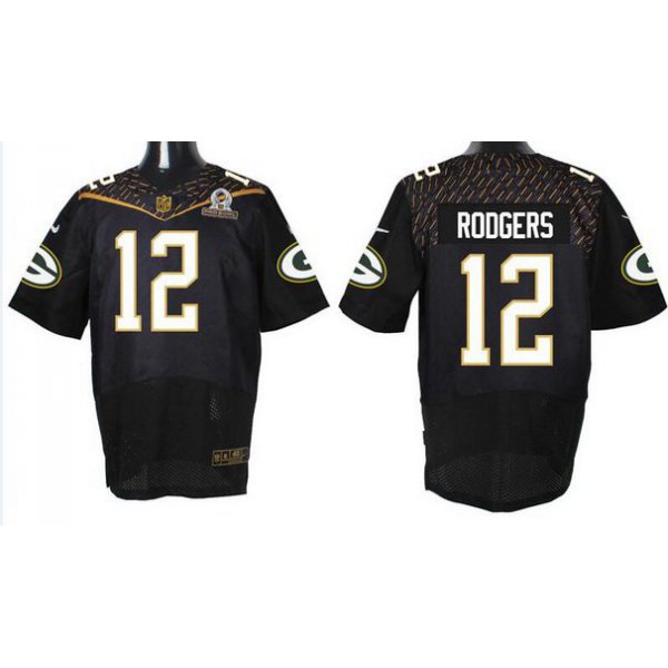 Men's Green Bay Packers #12 Aaron Rodgers Black 2016 Pro Bowl Nike Elite Jersey