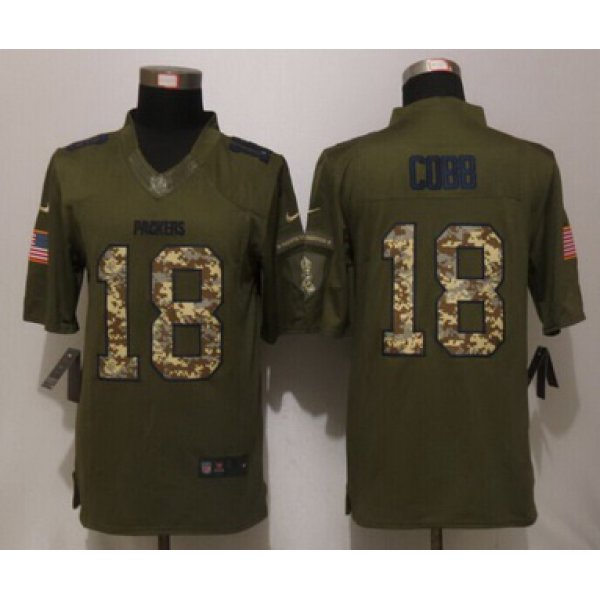Men's Green Bay Packers #18 Randall Cobb Green Salute To Service 2015 NFL Nike Limited Jersey