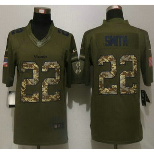 Men's Minnesota Vikings #22 Harrison Smith Green Salute to Service 2015 NFL Nike Limited Jersey