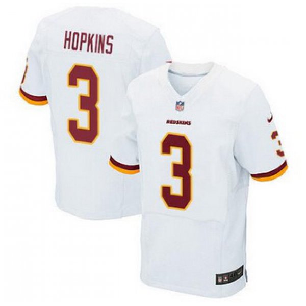 Men's Washington Redskins #3 Dustin Hopkins White Road NFL Nike Elite Jersey