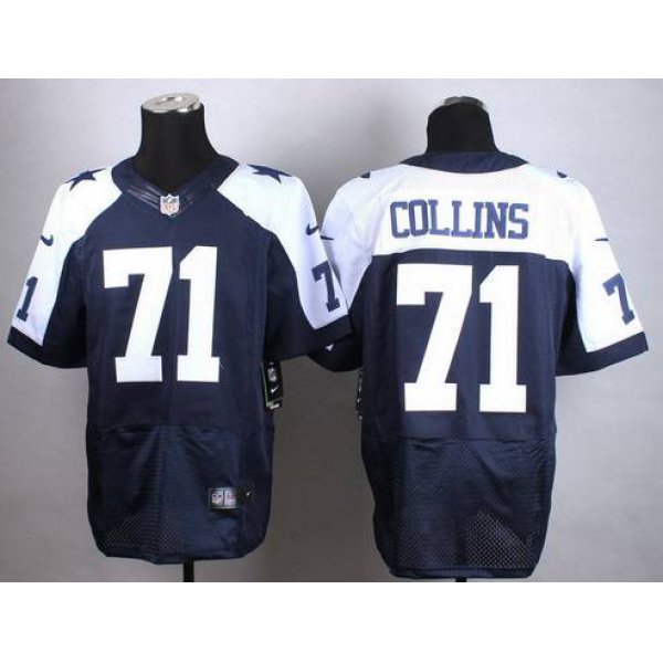 Nike Dallas Cowboys #71 La'el Collins Blue Thanksgiving Elite Jersey