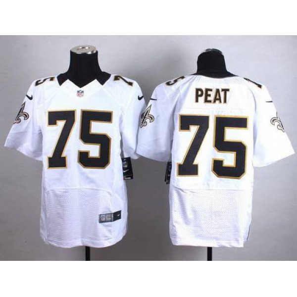 Nike New Orleans Saints #75 Andrus Peat White Elite Jersey