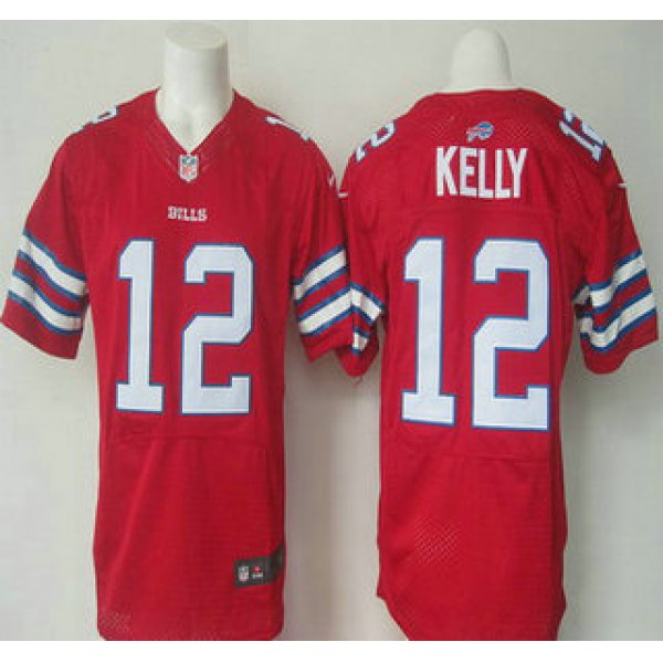 Men's Buffalo Bills #12 Jim Kelly Retired Player Red 2015 NFL Nike Elite Jersey