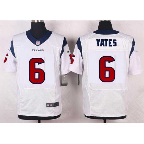 Men's Houston Texans #6 T. J. Yates White Road NFL Nike Elite Jersey