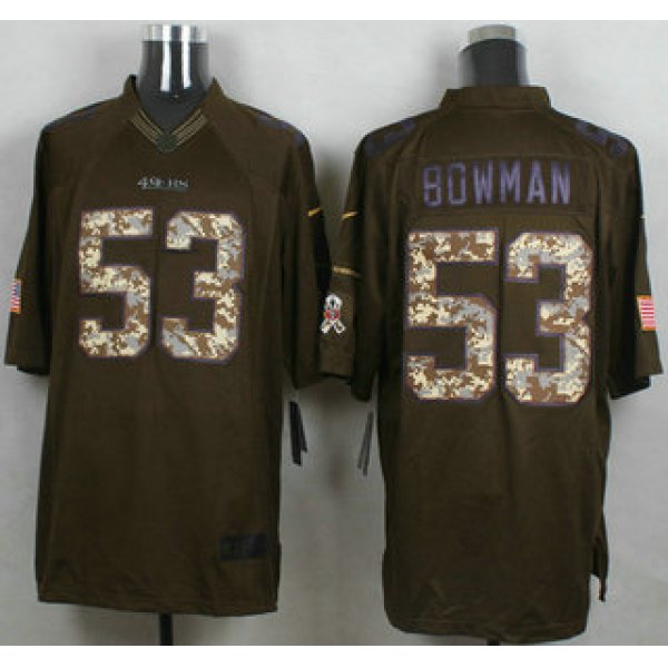 Men's San Francisco 49ers #53 NaVorro Bowman Green Salute to Service 2015 NFL Nike Limited Jersey