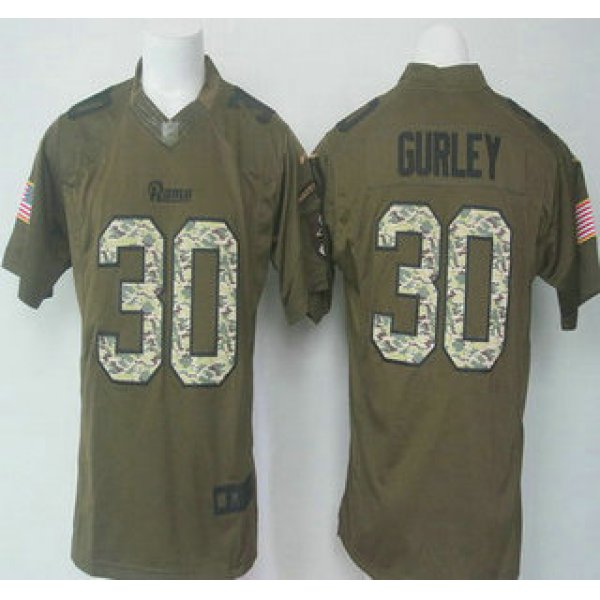 Men's St. Louis Rams #30 Todd Gurley Green Salute to Service 2015 NFL Nike Limited Jersey