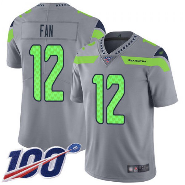 Nike Seahawks #12 Fan Gray Men's Stitched NFL Limited Inverted Legend 100th Season Jersey