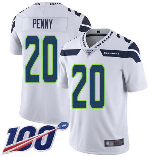 Nike Seahawks #20 Rashaad Penny White Men's Stitched NFL 100th Season Vapor Limited Jersey