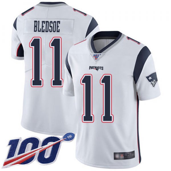 Nike Patriots #11 Drew Bledsoe White Men's Stitched NFL 100th Season Vapor Limited Jersey